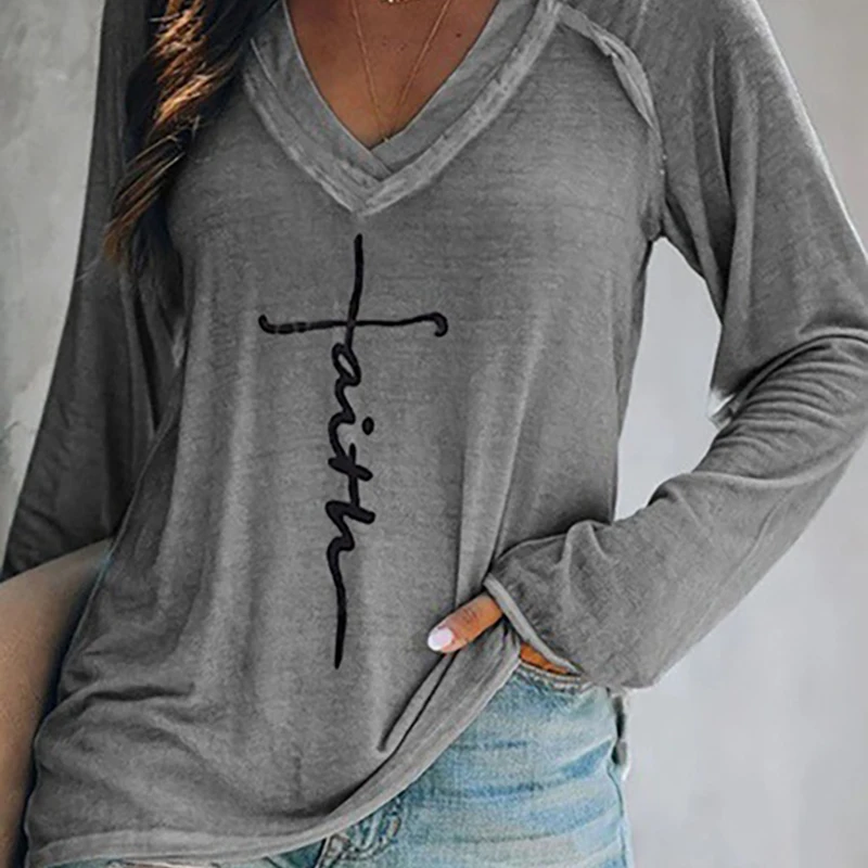 2021 Spring And Autumn New V-Neck Print Casual Plus Size T-Shirt Simple Long Sleeves S-5XL
2021 Spring And Autumn New V-Neck Print Casual Plus Size T-Shirt Simple Long Sleeves S-5XL