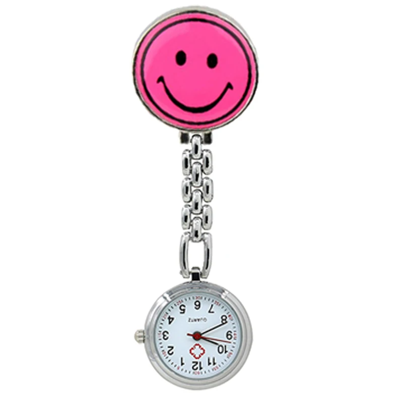 Модные кварцевые карманные часы со смайликом на клипсе цепочке Подвесные для