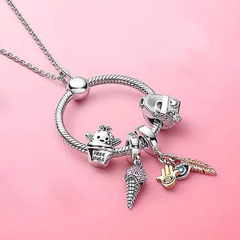 2020 New 100% 925 Sterling Silver 1:1 Spring Ice Cream Cactus Backpack Hand Letter O Pendant Pan necklace Female
2020 New 100% 925 Sterling Silver 1:1 Spring Ice Cream Cactus Backpack Hand Letter O Pendant Pan necklace Female