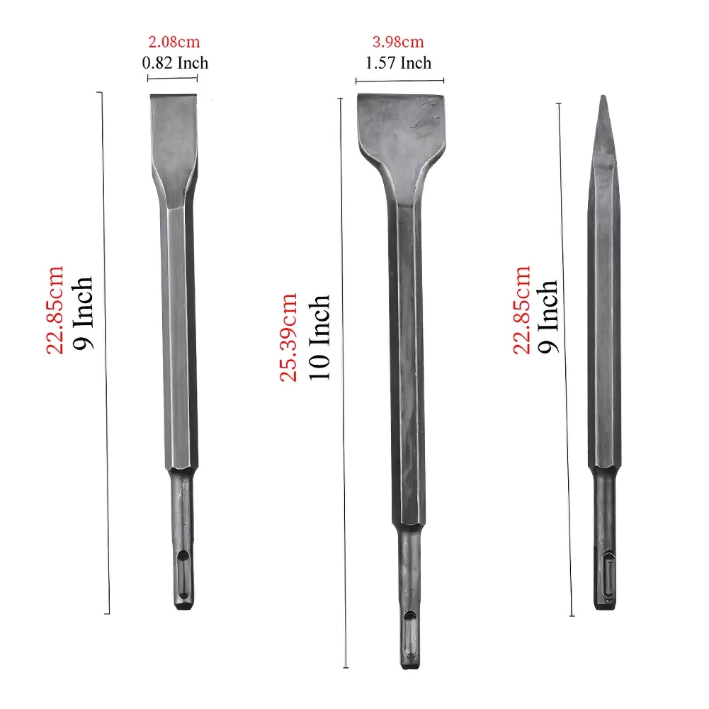 Chisel Set Hammer Bit Silver With Flat Point Wide For Electric Demolition Concrete Breaker Tile Industrial 3PCS Carpenter Tools
Chisel Set Hammer Bit Silver With Flat Point Wide For Electric Demolition Concrete Breaker Tile Industrial 3PCS Carpenter Tools