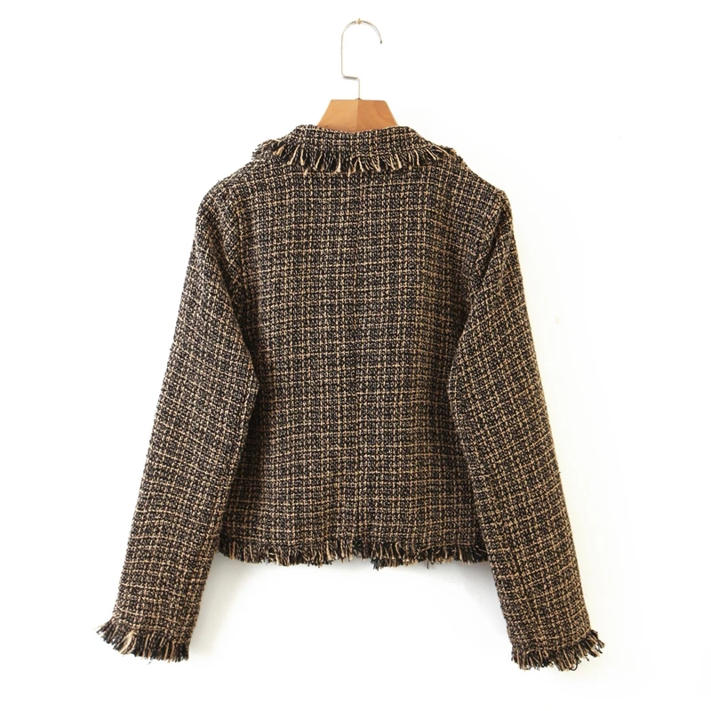 2020 Plaid Woolen Jaceket Woman Casual Slim Open Stitch Coat Turn Down Collar Tassel Crop Cardigans Women Woolen Coat XZ2511
2020 Plaid Woolen Jaceket Woman Casual Slim Open Stitch Coat Turn Down Collar Tassel Crop Cardigans Women Woolen Coat XZ2511