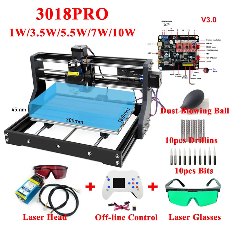 Mini cnc 3018 pro laser 2in1 engraver laser marking milling machine wood cnc router cutter grbl er11 controller for Wood PCB PVC
Mini cnc 3018 pro laser 2in1 engraver laser marking milling machine wood cnc router cutter grbl er11 controller for Wood PCB PVC