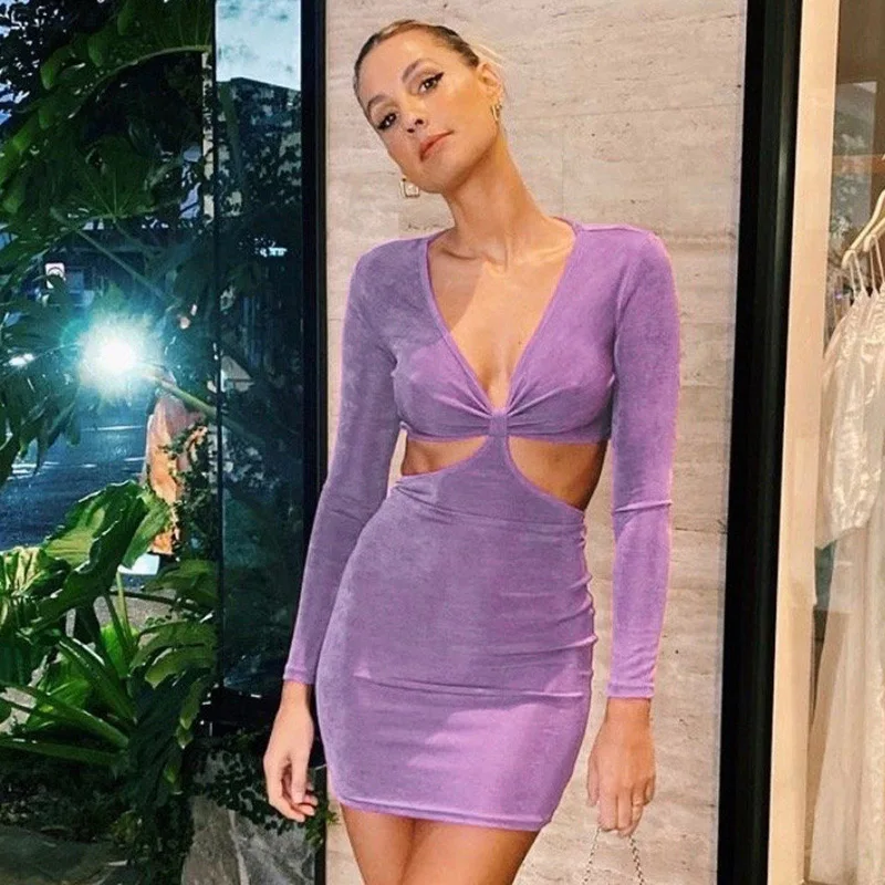 Deep V-Neck Hollow Out Sexy Party Dress Long Sleeve Women Autumn New Waist Cut Out Bodycon Slim Dresses Lady Mini Clubwear 2021
Deep V-Neck Hollow Out Sexy Party Dress Long Sleeve Women Autumn New Waist Cut Out Bodycon Slim Dresses Lady Mini Clubwear 2021