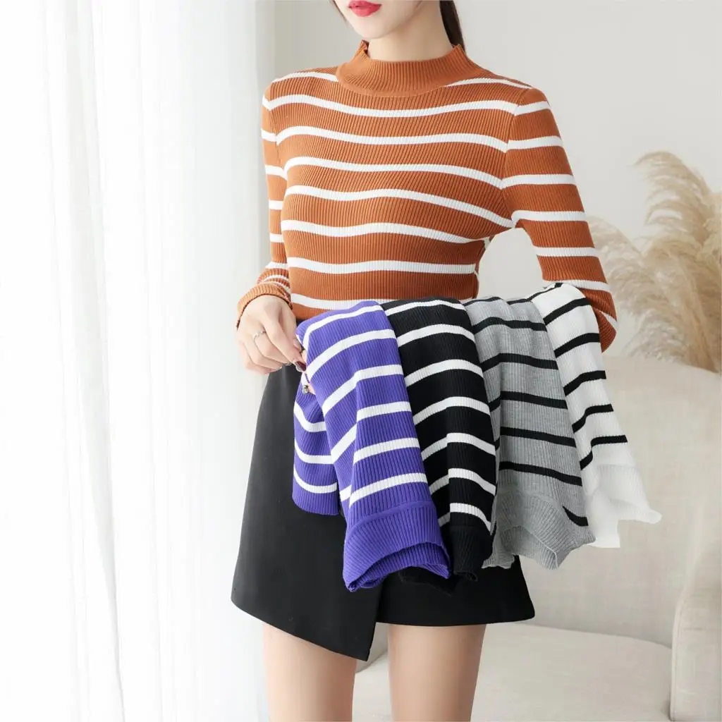 Women knitted cotton 2019 Women Sweater Autumn and Winter New Turtleneck slim Striped Sweater Pullover Warm Soft Full Sleeve
Women knitted cotton 2019 Women Sweater Autumn and Winter New Turtleneck slim Striped Sweater Pullover Warm Soft Full Sleeve