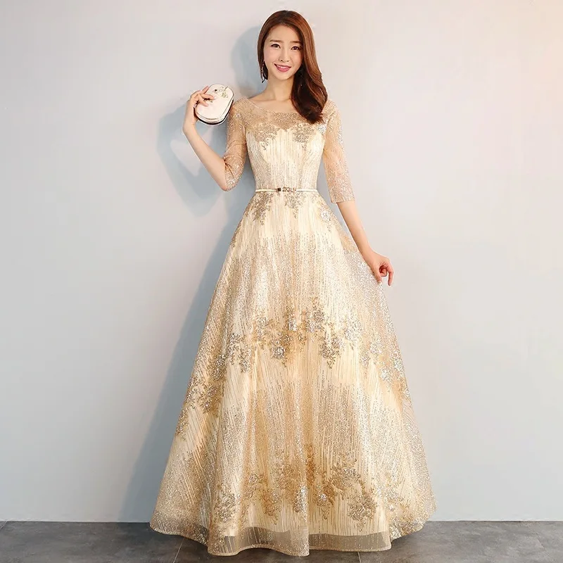 Golden Dress Banquet Fashion Elegant Banquet Dress Female Party Dinner Host Dress Long Female Dresses for Women Party K057
Golden Dress Banquet Fashion Elegant Banquet Dress Female Party Dinner Host Dress Long Female Dresses for Women Party K057