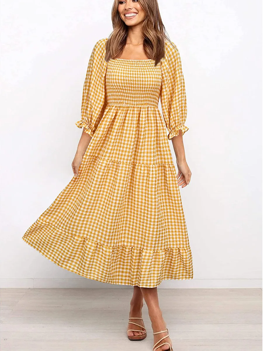 Ownest Women's Boho Flowy Puff Sleeve Dress Off Shoulder Summer Casual Party Club Wear Plaid Ruffle Vintage Midi Long Dress
Ownest Women's Boho Flowy Puff Sleeve Dress Off Shoulder Summer Casual Party Club Wear Plaid Ruffle Vintage Midi Long Dress