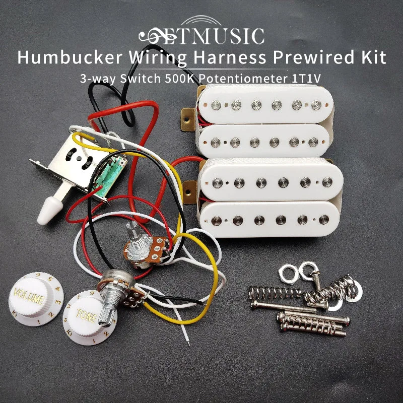 Guitar Humbucker Pickups With 3-way Switch 500K Potentiometer 1T1V Wiring Harness Prewired Black/White
Guitar Humbucker Pickups With 3-way Switch 500K Potentiometer 1T1V Wiring Harness Prewired Black/White