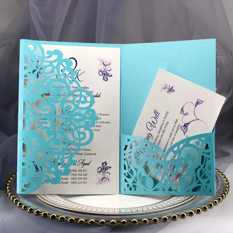 50 шт. элегантная Свадебная пригласительная открытка с лазерной резкой на заказ