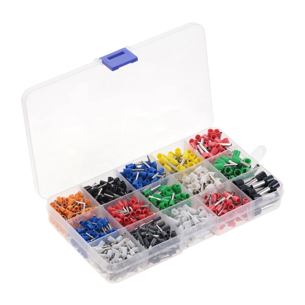 1000Pcs Electric Wire Cable Wiring Crimp Terminals Connector Cold Pressed Pre-insulated Sleeve Tube Terminal Box Set E2510 E7508 |