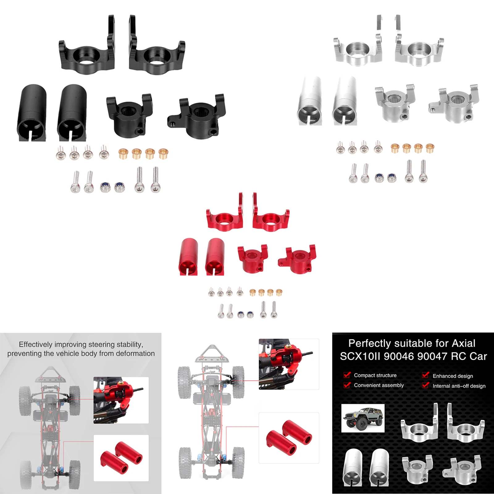 Metal Front Steering Knuckles for Axial SCX10 II RC 4WD Hobby Car Vehicle 
Metal Front Steering Knuckles for Axial SCX10 II RC 4WD Hobby Car Vehicle