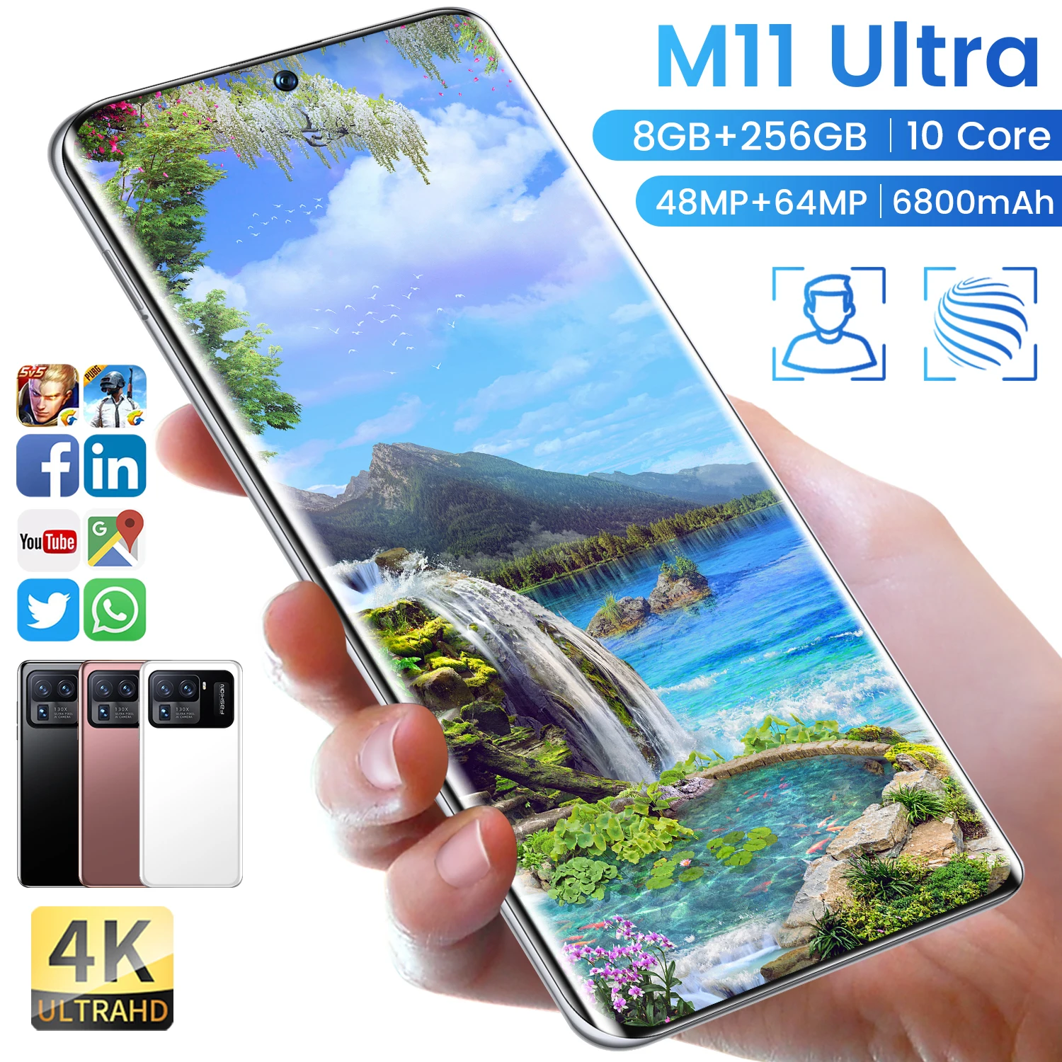 New Arrival M11 Ultra 7.3Inch Full Screen 48MP+64MP 6800MAH 10Core 8+256GB Global 5G Smart Cell Phone Face ID Dual SIM Android11
New Arrival M11 Ultra 7.3Inch Full Screen 48MP+64MP 6800MAH 10Core 8+256GB Global 5G Smart Cell Phone Face ID Dual SIM Android11