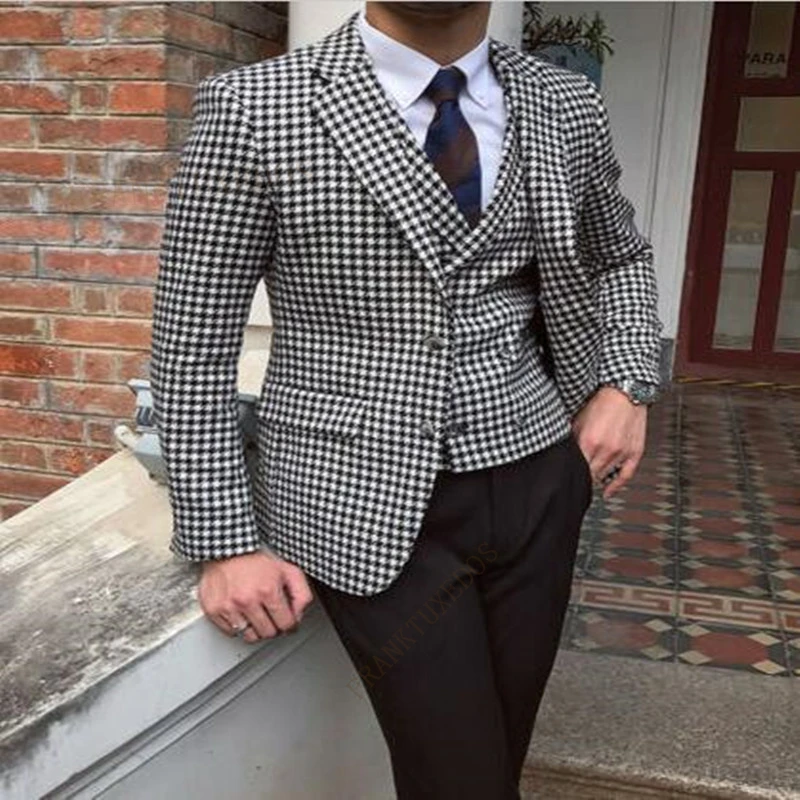 Men Suits 3 Pieces 2020 Slim Fit Business Jacket Groom Houndstooth Wool Tuxedos for Formal Wedding Party (Blazer+Pants+Vest)
Men Suits 3 Pieces 2020 Slim Fit Business Jacket Groom Houndstooth Wool Tuxedos for Formal Wedding Party (Blazer+Pants+Vest)