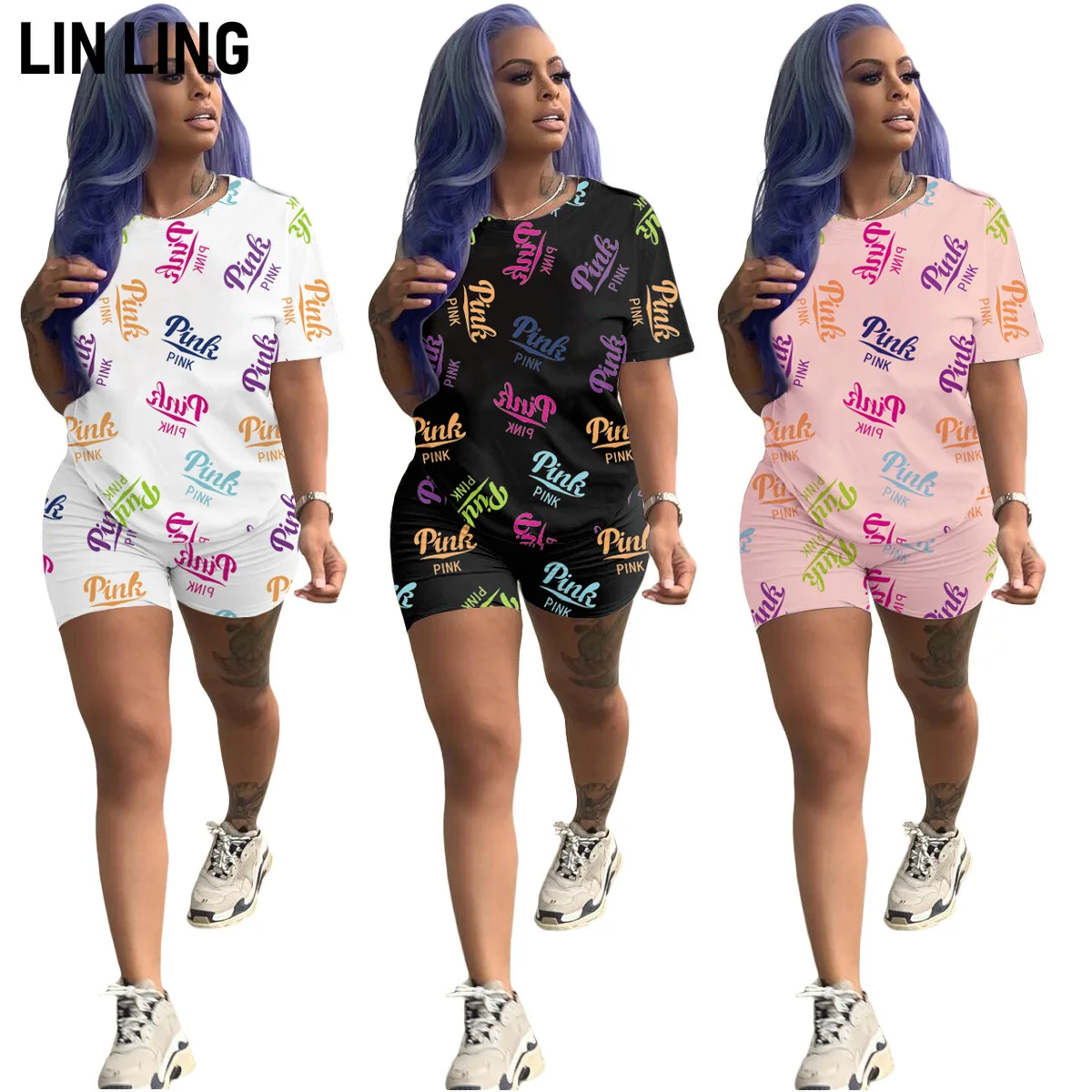 LINLING Sexy Pink Letter Printed Cotton Short Sleeve T-shirt with Straight Shorts Women's Simple Casual Suit
LINLING Sexy Pink Letter Printed Cotton Short Sleeve T-shirt with Straight Shorts Women's Simple Casual Suit