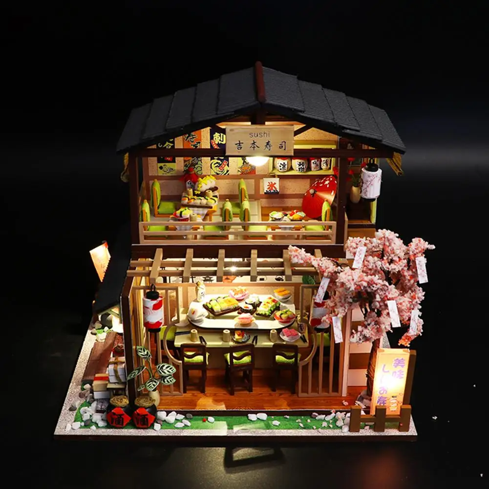 DIY Dollhouse Wooden Kit 3D Assembled Sushi Shop Handmade House Mini Cabin For Christmas Birthday Valentine's Day Gift Madera
DIY Dollhouse Wooden Kit 3D Assembled Sushi Shop Handmade House Mini Cabin For Christmas Birthday Valentine's Day Gift Madera