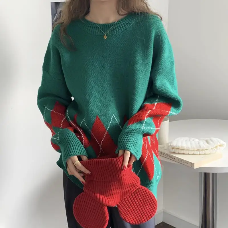 Christmas Sweater Women Long Sleeve Loose Knitted Pullover Outdoor Oversize Party Korean Knitwear Autumn Winter New Years 2020 
Christmas Sweater Women Long Sleeve Loose Knitted Pullover Outdoor Oversize Party Korean Knitwear Autumn Winter New Years 2020