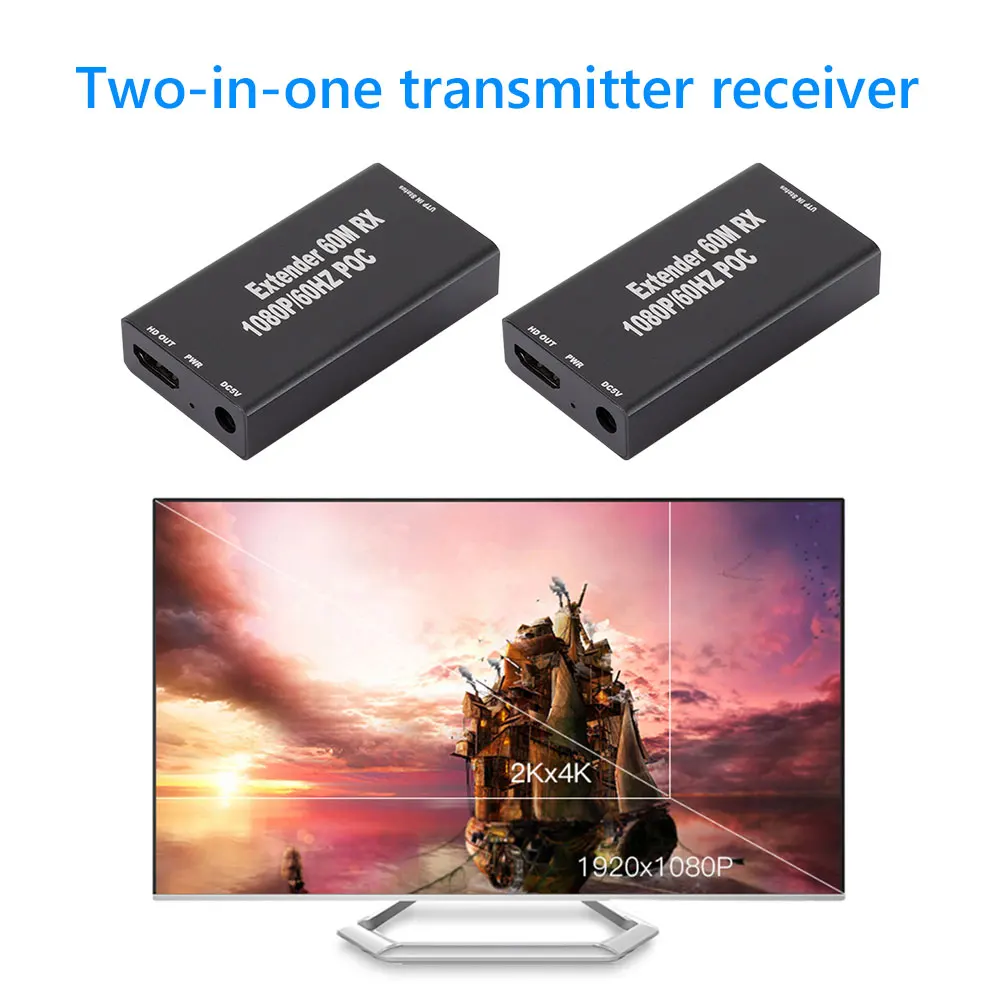 HDMI-CompatibleExtender 1080P 197 Feet Over Single Cat5e Cat6 Ethernet Cable Transmitter + Receiver
HDMI-CompatibleExtender 1080P 197 Feet Over Single Cat5e Cat6 Ethernet Cable Transmitter + Receiver