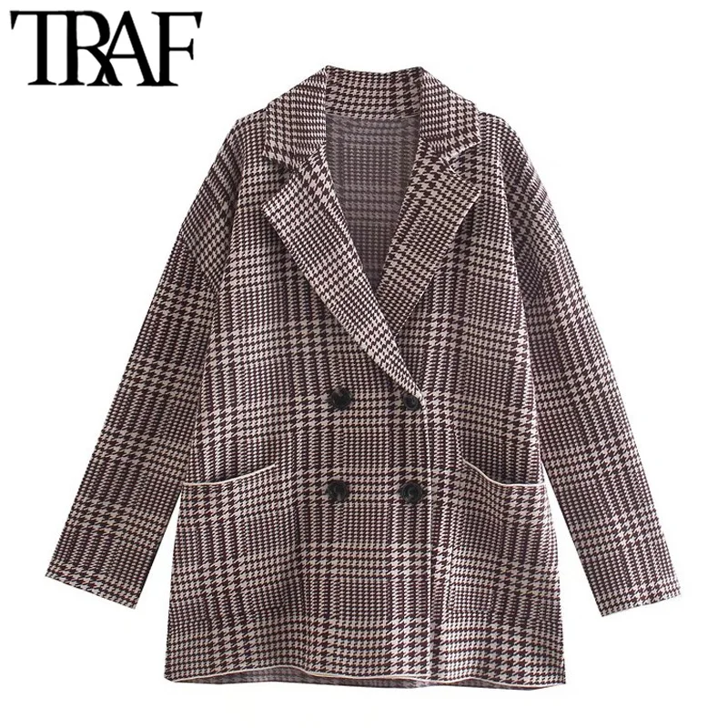 TRAF Women Fashion Oversized Houndstooth Knit Blazer Coat Vintage Long Sleeve Patch Pocket Female Outerwear Chic Veste Femme
TRAF Women Fashion Oversized Houndstooth Knit Blazer Coat Vintage Long Sleeve Patch Pocket Female Outerwear Chic Veste Femme