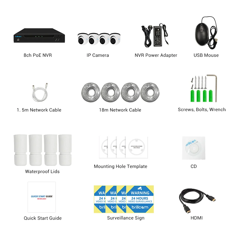 Brillcam 8MP CCTV Camera Security System Kit 4K 8CH POE NVR With 8MP Night Vision IP Cameras Outdoor Dome Security Camera System
Brillcam 8MP CCTV Camera Security System Kit 4K 8CH POE NVR With 8MP Night Vision IP Cameras Outdoor Dome Security Camera System