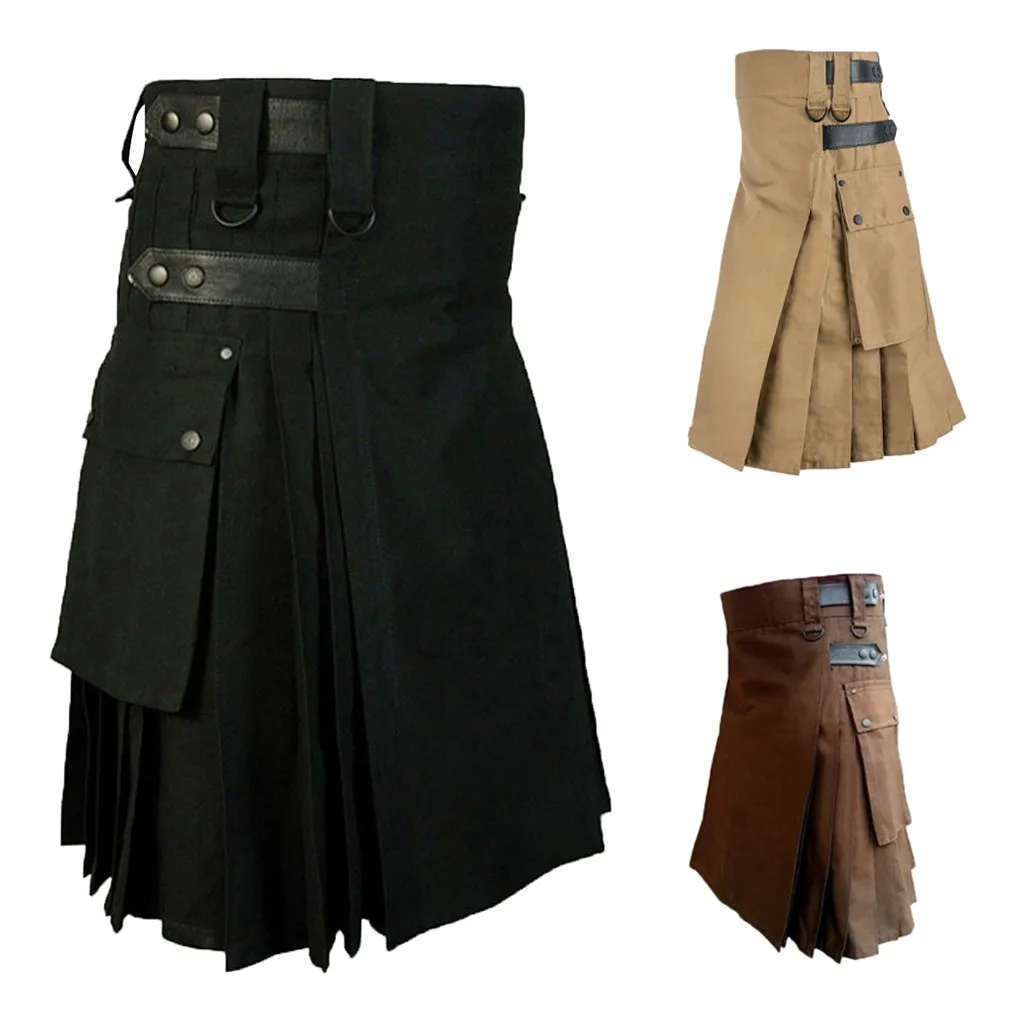 Брюки JAYCOSIN мужские с карманами винтажная готическая юбка в шотландском стиле