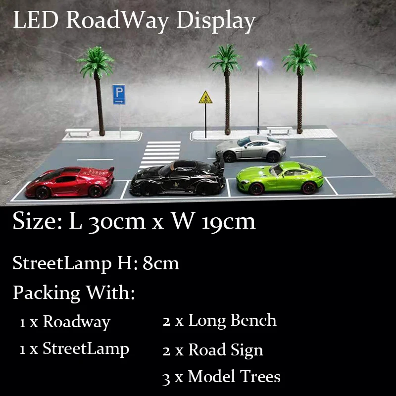Diorama 1:64 LED Lighting Roadway Display Scenery for Model Car Station Vehicle Parking Lot
Diorama 1:64 LED Lighting Roadway Display Scenery for Model Car Station Vehicle Parking Lot