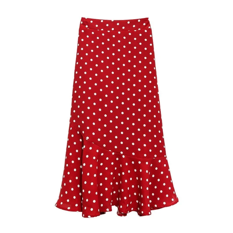Female 2021 Fashion Women Polka Dot Printed Long Bodycon Skirt Summer High Waist Fishtail Skirts Party Jupe Vestidos Y822 
Female 2021 Fashion Women Polka Dot Printed Long Bodycon Skirt Summer High Waist Fishtail Skirts Party Jupe Vestidos Y822