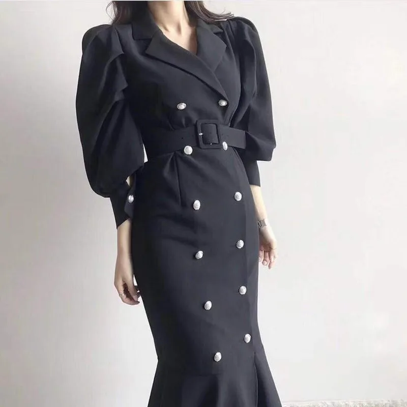 GOOHOJIO 2020 Double breasted solid color suit collar Women Dress Autumn temperament dress ladies Casual Puff sleeve Dress women
GOOHOJIO 2020 Double breasted solid color suit collar Women Dress Autumn temperament dress ladies Casual Puff sleeve Dress women