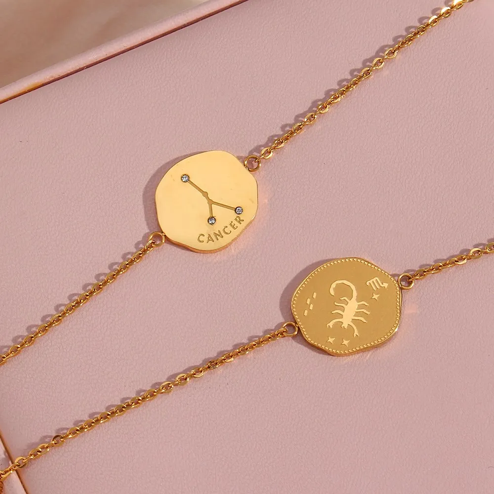 2021 Luxury stainless steel gold bracelet for women double side zodiac sign couple bracelet bracelete feminino
2021 Luxury stainless steel gold bracelet for women double side zodiac sign couple bracelet bracelete feminino