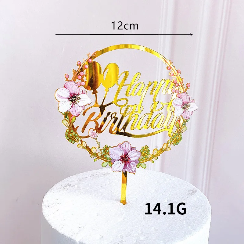 Flower printing Acrylic Popular Antique Nice Gold Cake card Decoration Happy Birthday cake decoration
Flower printing Acrylic Popular Antique Nice Gold Cake card Decoration Happy Birthday cake decoration