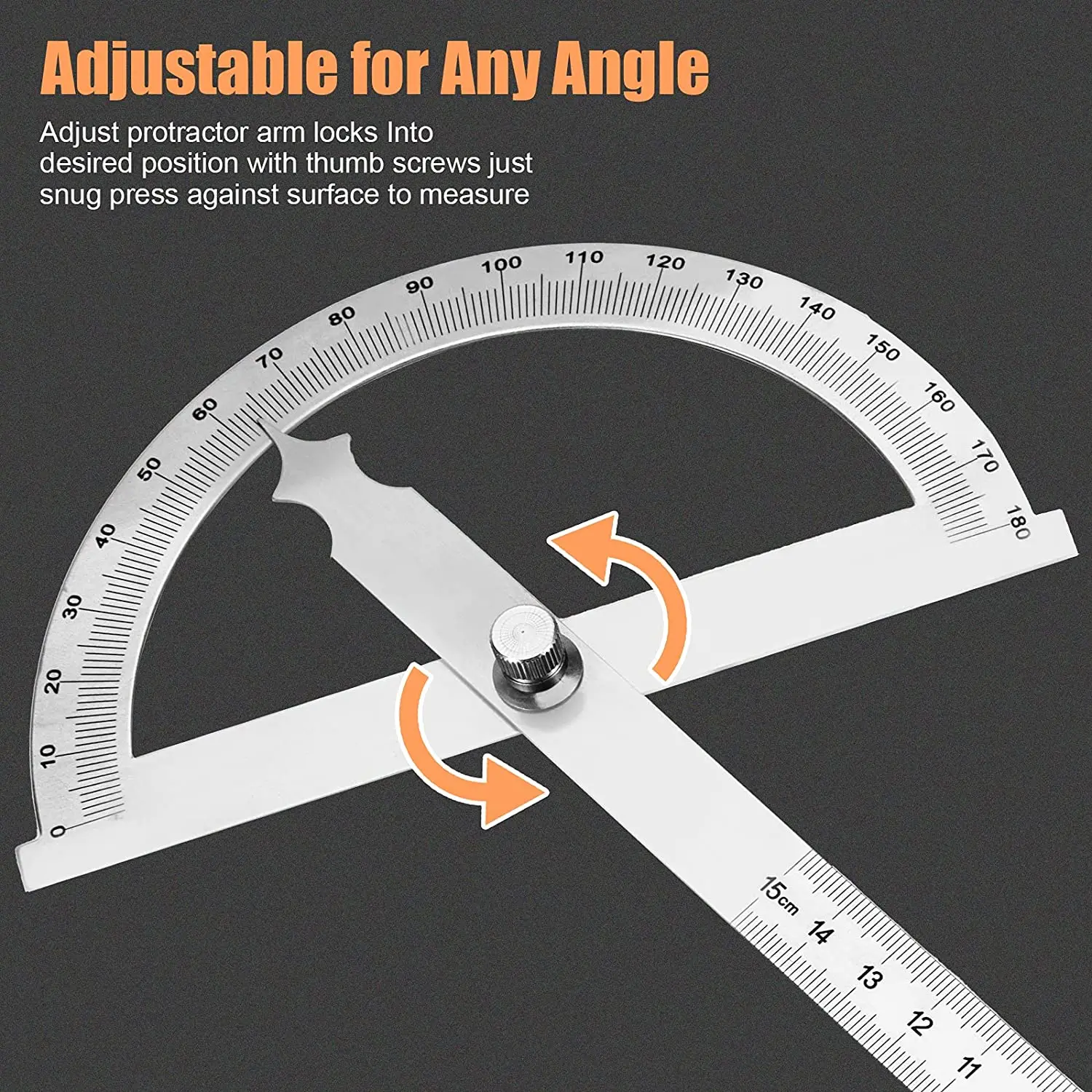 180 Degree Protractor 300mm Metal Angle Finder Goniometer Angle Ruler Woodworking Tools Rotary Measuring Ruler Protractor
180 Degree Protractor 300mm Metal Angle Finder Goniometer Angle Ruler Woodworking Tools Rotary Measuring Ruler Protractor
