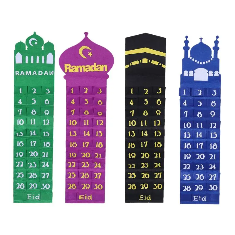 Felt Ramadan Eid Mubarak Wall Hanging Numbered Countdown Calendar 30 Spaces Home Decor W0YF 
Felt Ramadan Eid Mubarak Wall Hanging Numbered Countdown Calendar 30 Spaces Home Decor W0YF