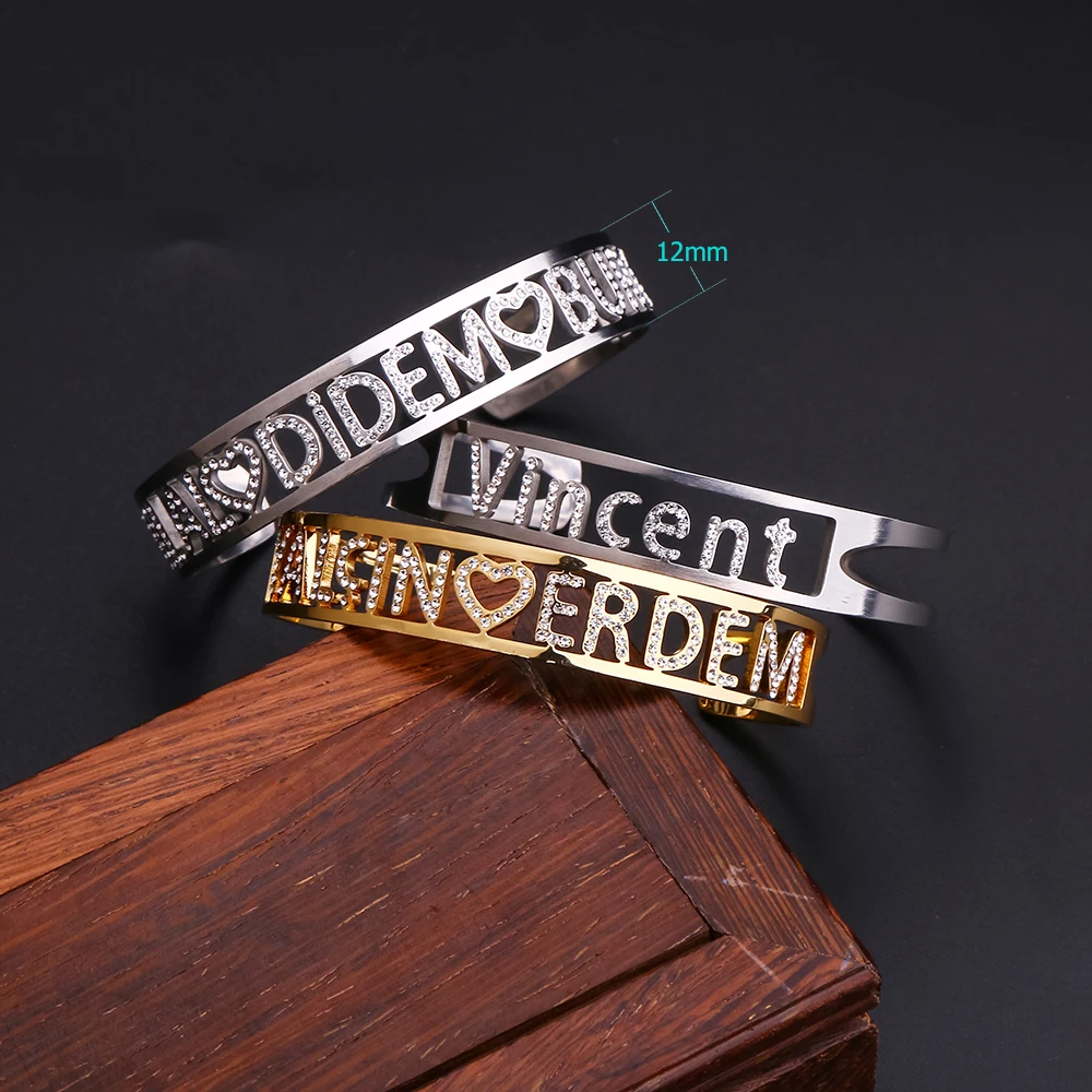 Customized CZ Zircon Bangles Personality Custom Name Bracelet Jewelry Words Letters Bracelets for Women Birthday Wedding Gift
Customized CZ Zircon Bangles Personality Custom Name Bracelet Jewelry Words Letters Bracelets for Women Birthday Wedding Gift