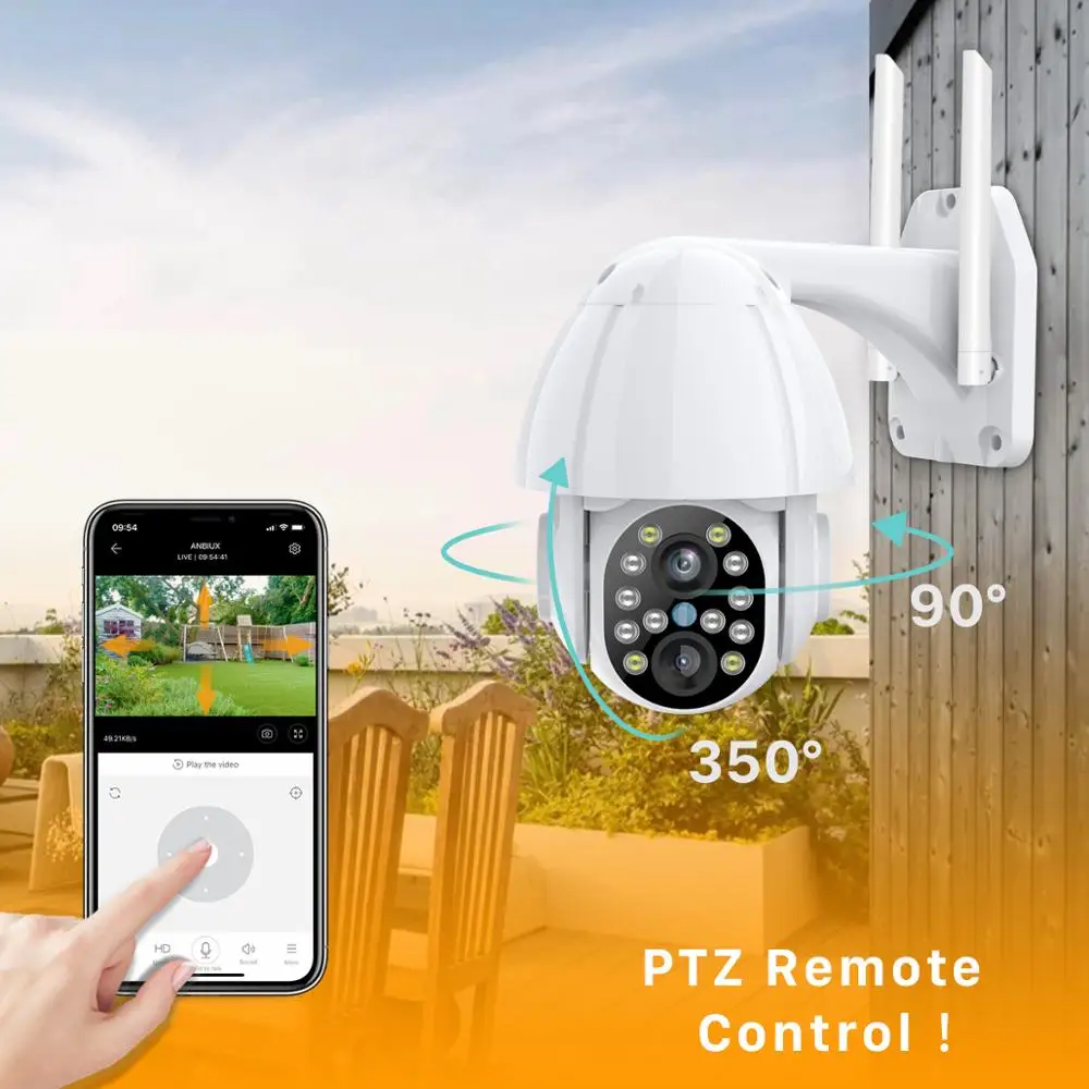1080P PTZ Wifi IP Camera Dual-Lens 4X Outdoor Security Camera Auto Tracking Dome CCTV Camera Human Detect Wireless Surveillance
1080P PTZ Wifi IP Camera Dual-Lens 4X Outdoor Security Camera Auto Tracking Dome CCTV Camera Human Detect Wireless Surveillance
