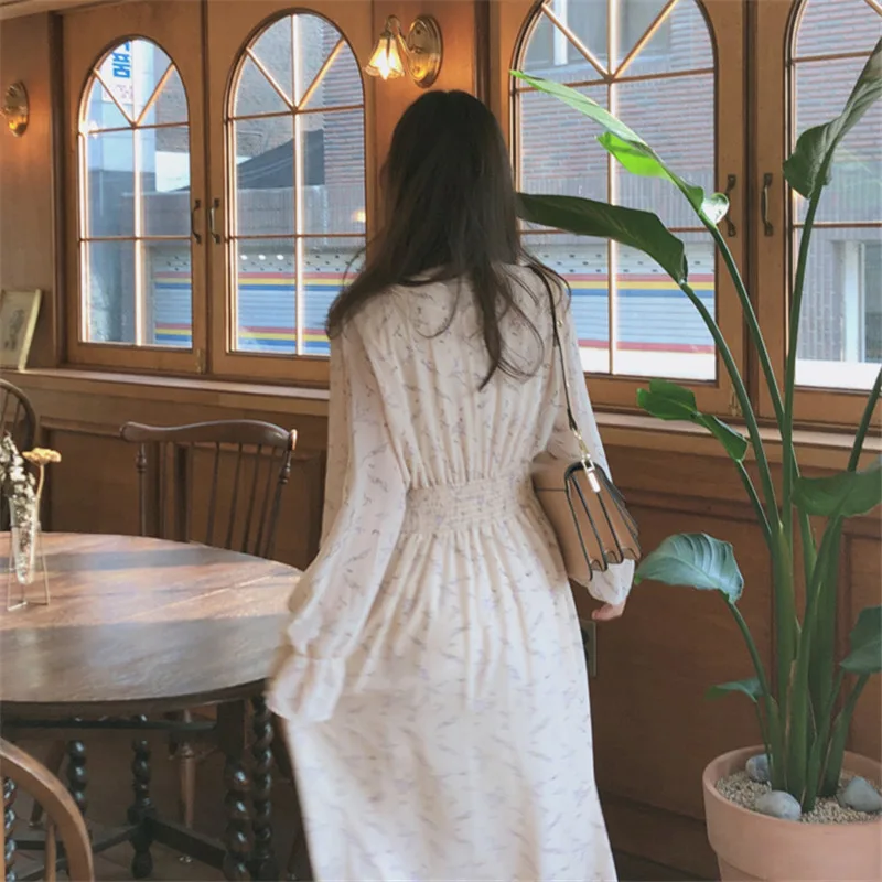 Limiguyue Elegant Women Dress Spring Autumn Floral Printed Slim High Waist Long Sleeve Dress Loose V-Neck Chiffon Dresses K2182 
Limiguyue Elegant Women Dress Spring Autumn Floral Printed Slim High Waist Long Sleeve Dress Loose V-Neck Chiffon Dresses K2182