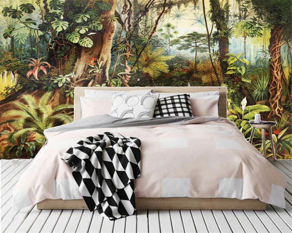 3d обои на стену с изображением пейзажа тропического леса | Строительство и ремонт