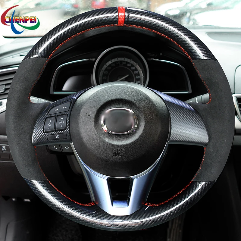 DIY Anti-Slip PU Carbon Fiber Suede Car Steering Wheel Cover For Mazda 3 Axela Mazda 6 Atenza Mazda 2 CX-3 CX-5 
DIY Anti-Slip PU Carbon Fiber Suede Car Steering Wheel Cover For Mazda 3 Axela Mazda 6 Atenza Mazda 2 CX-3 CX-5
