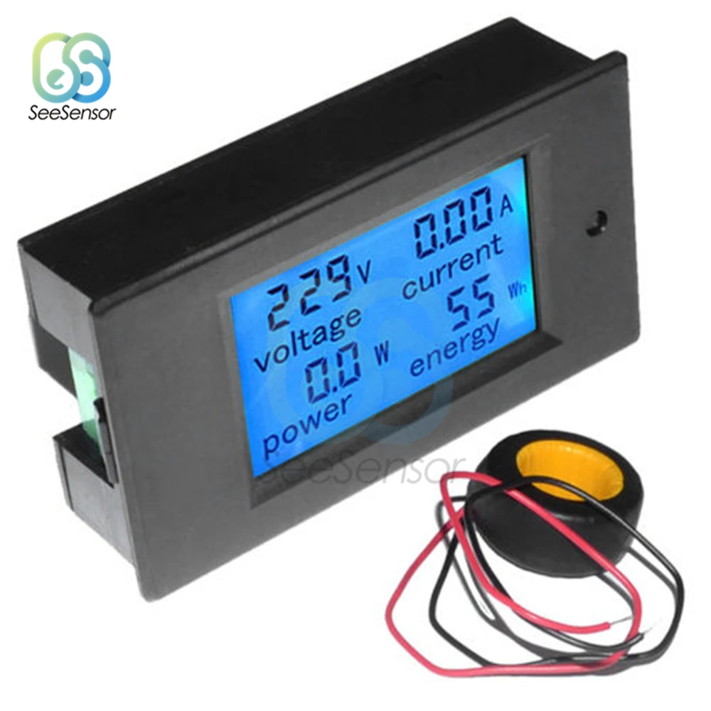

80-260V 6.5-100V 20A 50A 100A LCD Digital Voltmeter Ammeter Power Meter Indicator kWh Watt Energy Voltage Current Power Tester