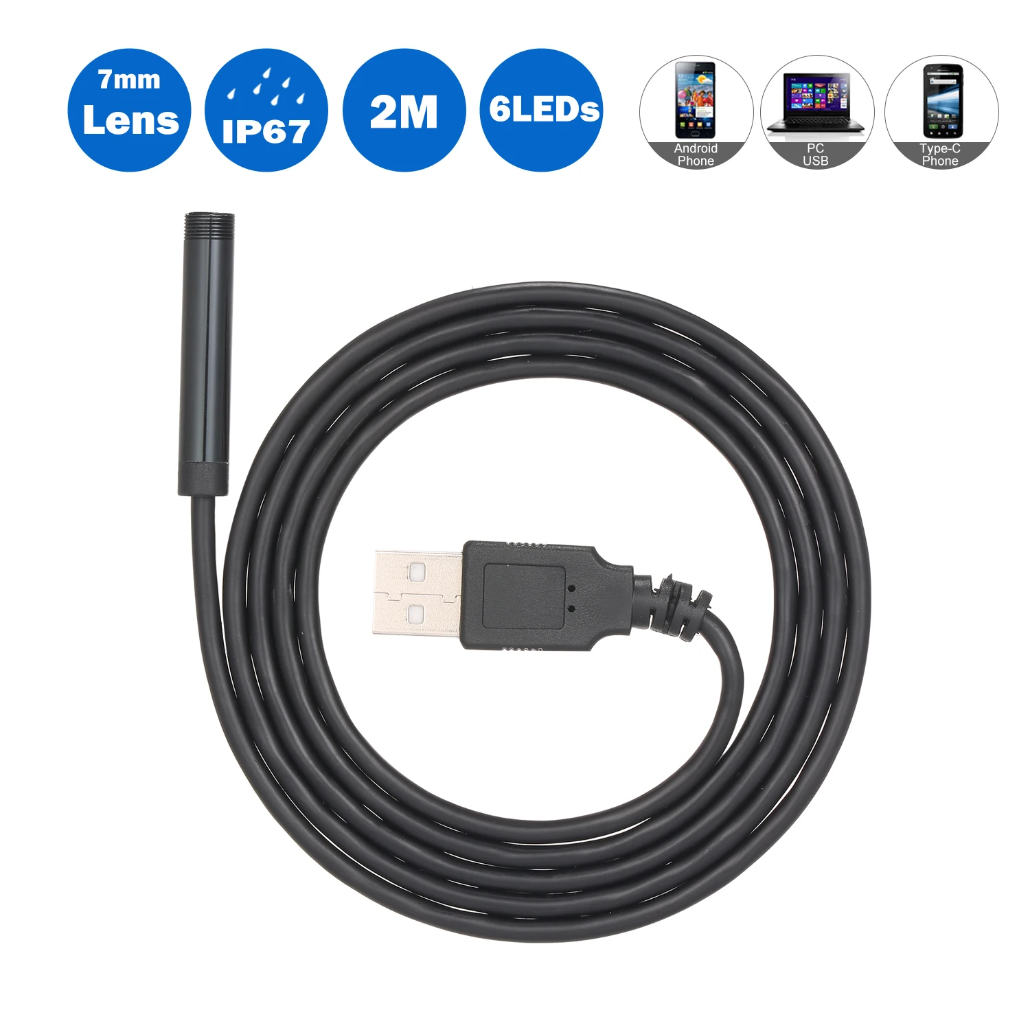 Камера-Эндоскоп Гибкая Водонепроницаемая с 6 светодиодами, 5 м, 2 м, 0,5 м, 7 мм, IP67
Камера-Эндоскоп Гибкая Водонепроницаемая с 6 светодиодами, 5 м, 2 м, 0,5 м, 7 мм, IP67