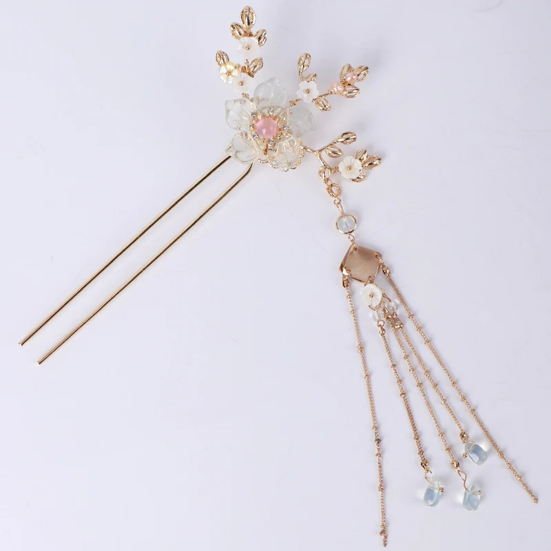 Han Fu hair accessories antique top hairpin tassel jewelry aesthetic clasp classical fairy gas step shake crown hairpi | Аксессуары для