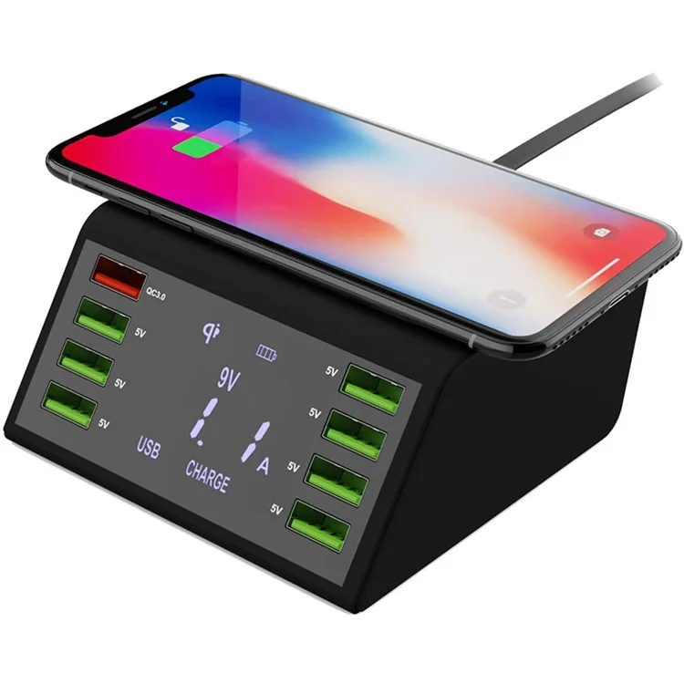Зарядное устройство USB с несколькими портами и 8 USB-портами QC3.0, Беспроводная зарядка, быстрая зарядка, большой ЖК-экран, ЖК-дисплей
Зарядное устройство USB с несколькими портами и 8 USB-портами QC3.0, Беспроводная зарядка, быстрая зарядка, большой ЖК-экран, ЖК-дисплей