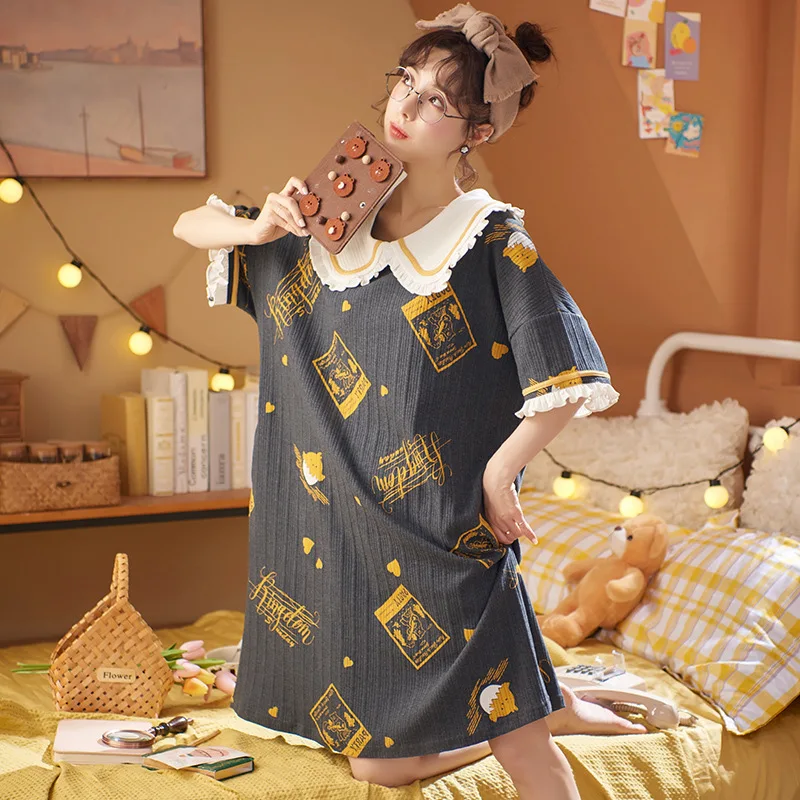 "M-4XL" Women's Homedress Knee-Length Nightdress Plus Size Nightgowns Girl's Sleepwear Cotton Sleepshirts Loose Home Clothing
"M-4XL" Women's Homedress Knee-Length Nightdress Plus Size Nightgowns Girl's Sleepwear Cotton Sleepshirts Loose Home Clothing