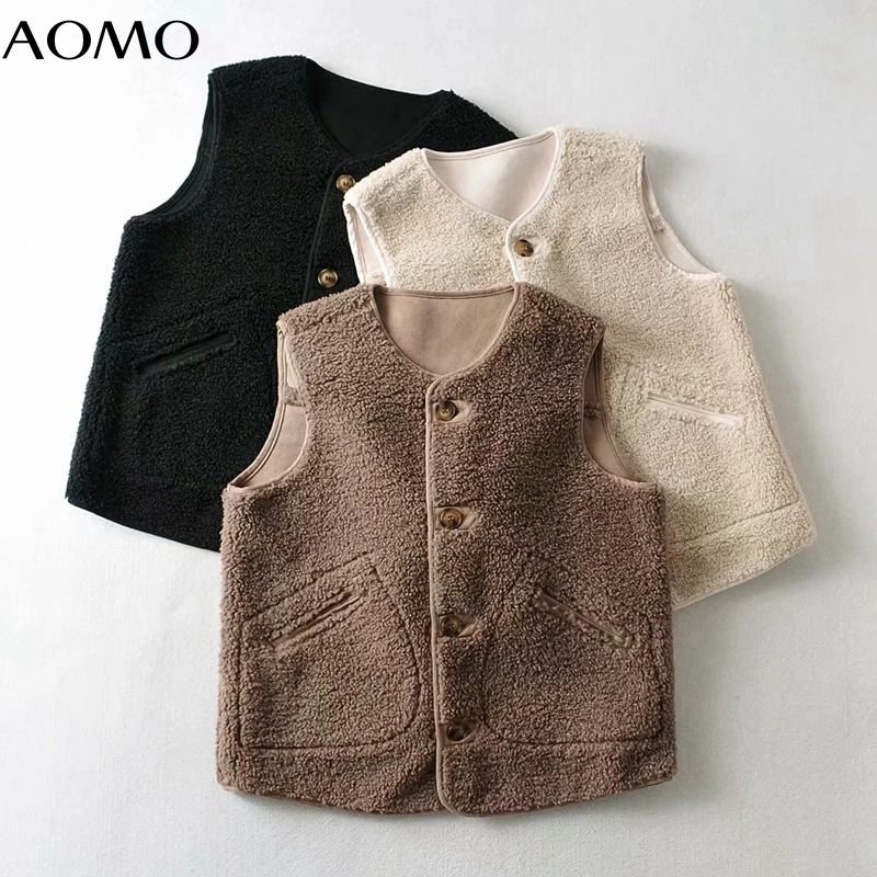 AOMO Women 2021 Fashion Fleece Teddy Vest V Neck Sleeveless Female Waistcoat Chic Tops JI09A
AOMO Women 2021 Fashion Fleece Teddy Vest V Neck Sleeveless Female Waistcoat Chic Tops JI09A