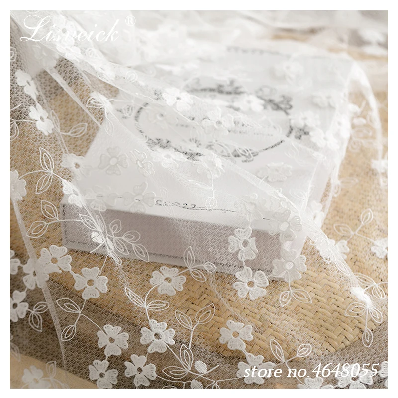 

1Yard Three-dimensional embroidered flower soft gauze lace fabric diy dress skirt clothes diamond net yarn Lolita handmade cloth