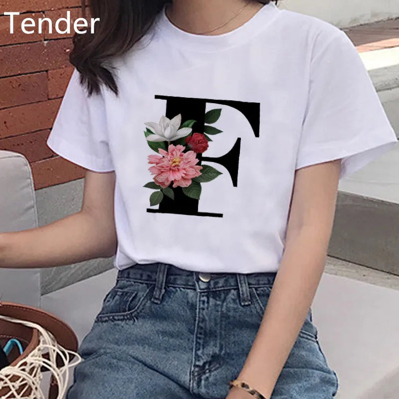 New Arrival fashion womens T shirt 26 letter name combination Harajuku flower alphabet font 90s casual tops tshirt Graphic tees
New Arrival fashion womens T shirt 26 letter name combination Harajuku flower alphabet font 90s casual tops tshirt Graphic tees