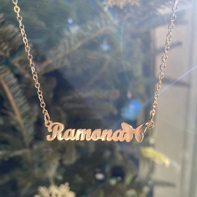Necklace For Women Stainless Steel Choker Custom Butterfly Name Pendant Choosable Pattern Personalized Handmade Nameplate Gifts 
Necklace For Women Stainless Steel Choker Custom Butterfly Name Pendant Choosable Pattern Personalized Handmade Nameplate Gifts
