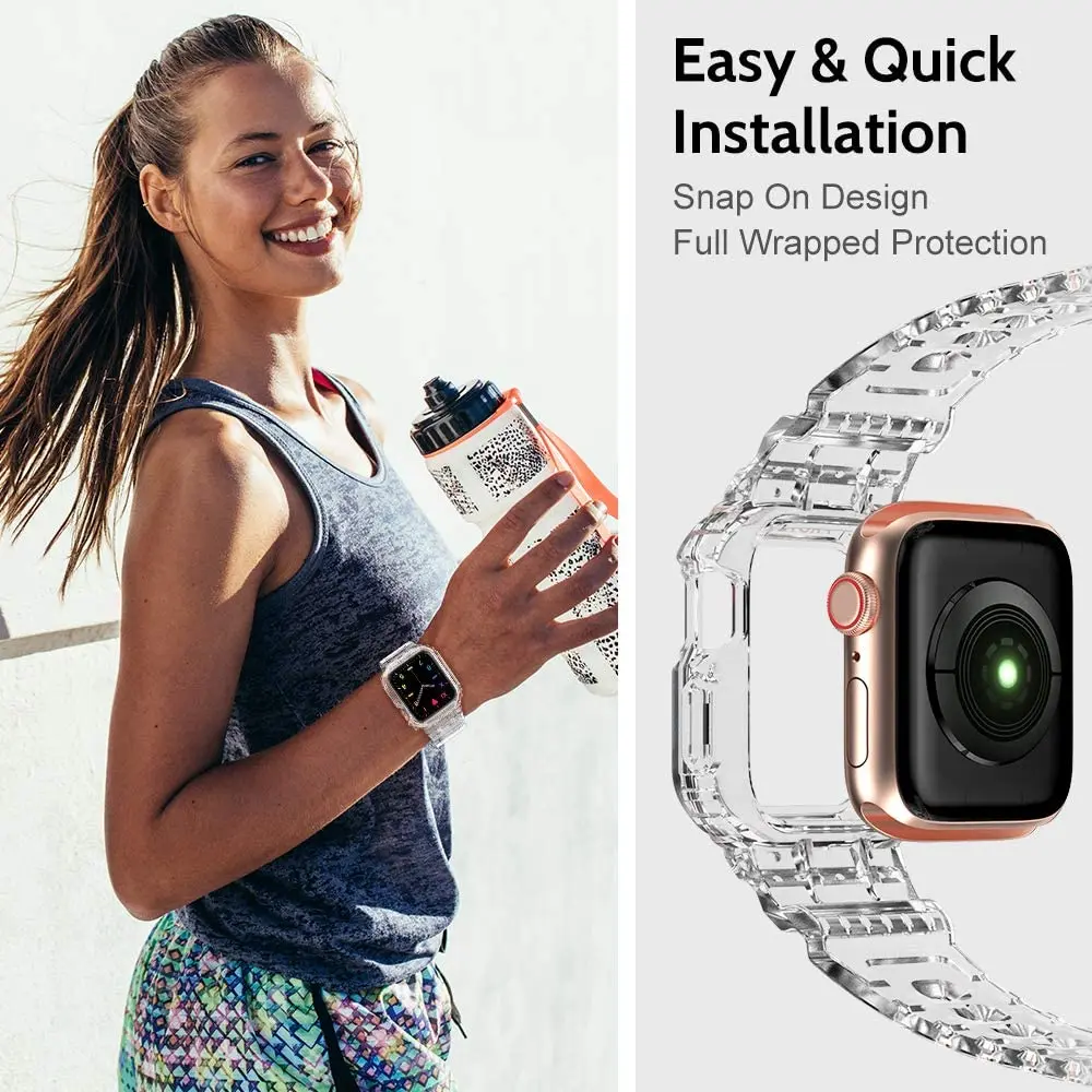 New Clear Band+Case for Apple Watch 44 42 40 38 Case, Women Cute Girl Crystal Clear Jelly Protective Case for iWatch 6 5 4 3 2 1
New Clear Band+Case for Apple Watch 44 42 40 38 Case, Women Cute Girl Crystal Clear Jelly Protective Case for iWatch 6 5 4 3 2 1