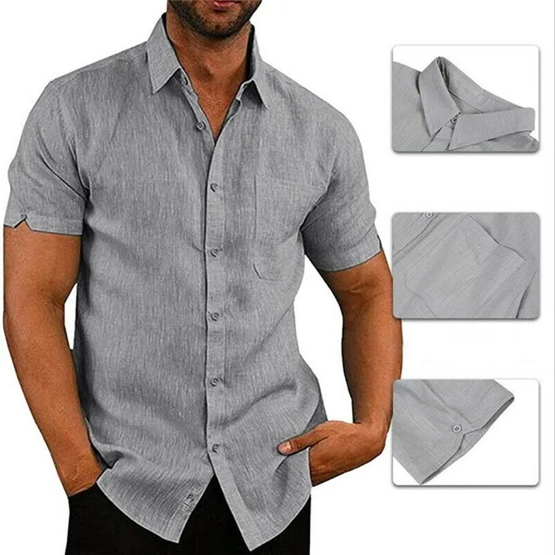 Fashion Men's Summer Casual Dress Shirt Mens Button Down Short Sleeve Linen Shirts Fitness Shirts
Fashion Men's Summer Casual Dress Shirt Mens Button Down Short Sleeve Linen Shirts Fitness Shirts