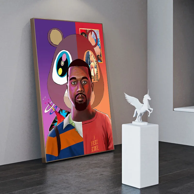 Хип хоп раппер Канье Уэст плакат абстрактный Рисунок настенная живопись холст
