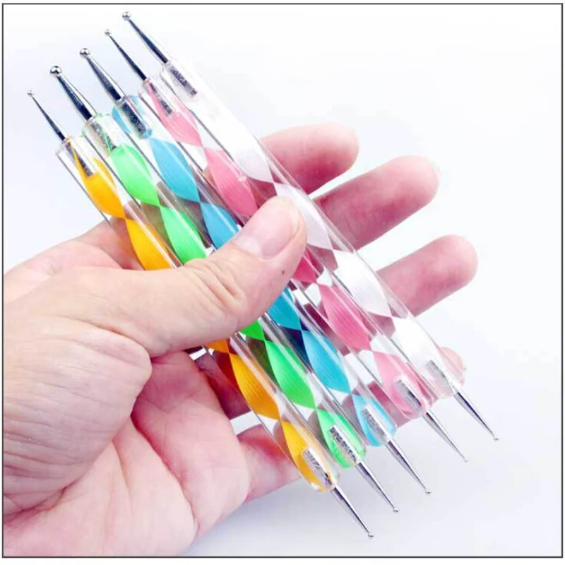 

5pcs Portable Rhinestone Dotting Painting Drawing Tips Pen Dual-ended Gems Crystals Studs Beads Picker Nail Salon Supplies Tools