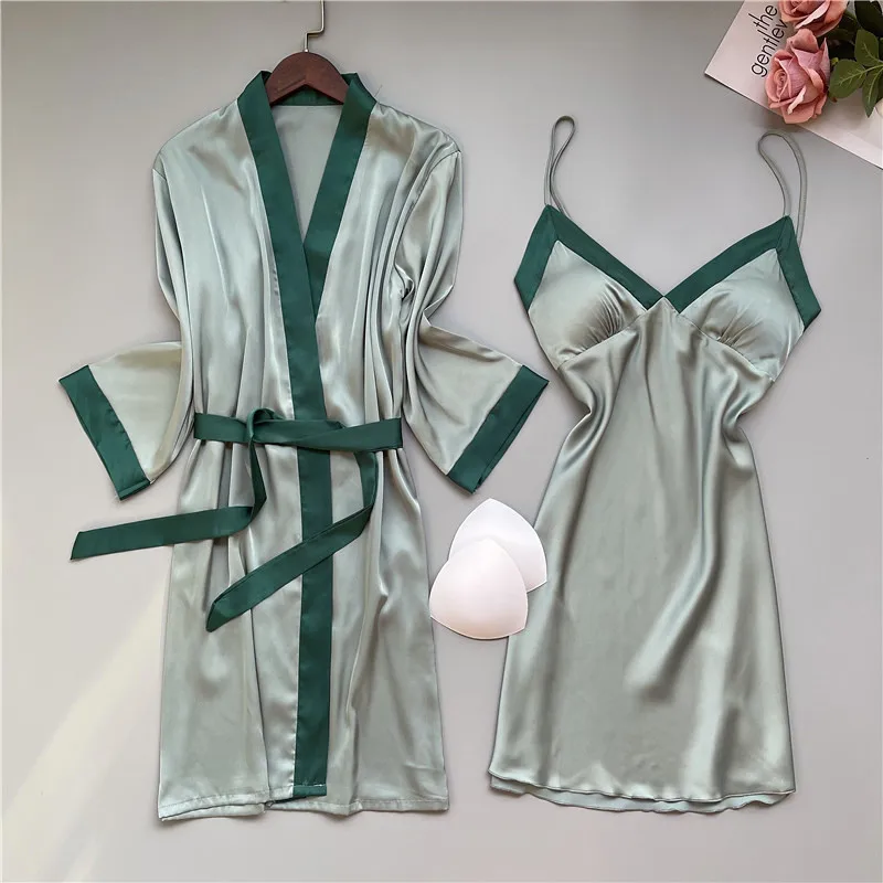 Patchwork 2 Piece Set Women Sleepwear Satin Bathrobe Bride Bridesmaid Wedding Robe Silky Intimate Lingerie Sexy Nightdress
Patchwork 2 Piece Set Women Sleepwear Satin Bathrobe Bride Bridesmaid Wedding Robe Silky Intimate Lingerie Sexy Nightdress