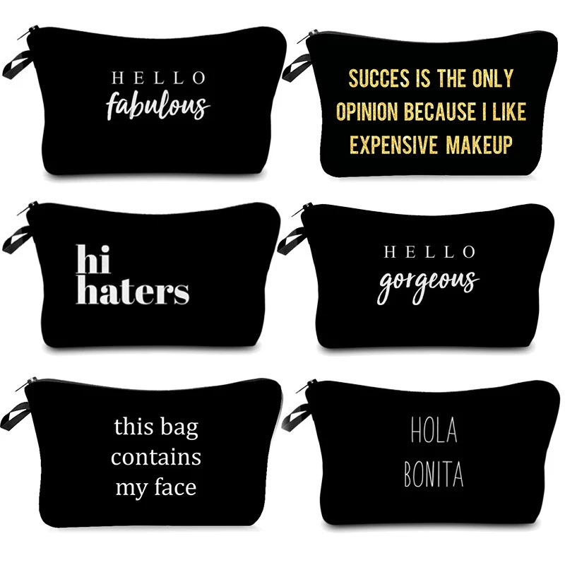 Letter Printing Cosmetic Bag Women Travel Makeup Bag Portable Toiletry Tool Organizer Case Fashion Black Polyester Pouch Bags
Letter Printing Cosmetic Bag Women Travel Makeup Bag Portable Toiletry Tool Organizer Case Fashion Black Polyester Pouch Bags